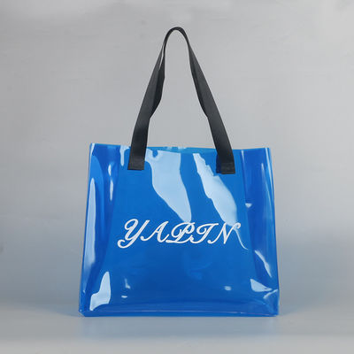 Bolsa de PVC transparente de colores personalizados con impresión de logotipo de pantalla de seda ecológica