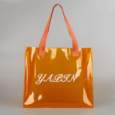 Bolsa de PVC transparente de colores personalizados con impresión de logotipo de pantalla de seda ecológica