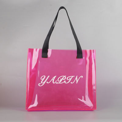 Impresión de pantalla de seda Bolsa de compras de logotipo personalizado Bolsa de PVC transparente con material de lona