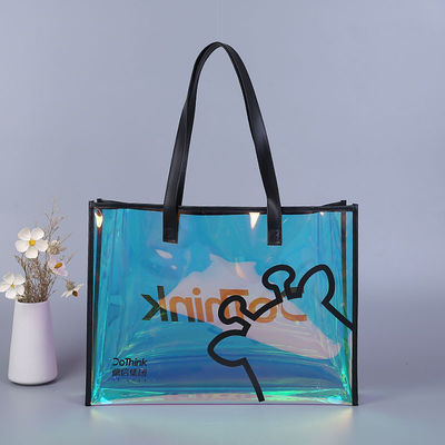 Impresión de pantalla de seda Bolsa de compras de logotipo personalizado Bolsa de PVC transparente con material de lona