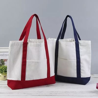 Bolso de compras de lona de algodón personalizado con cierre de cremallera