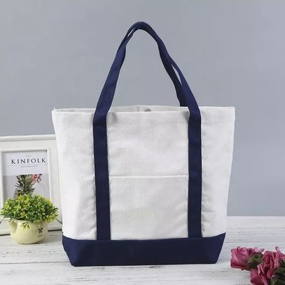 Bolso de compras de lona de algodón personalizado con cierre de cremallera