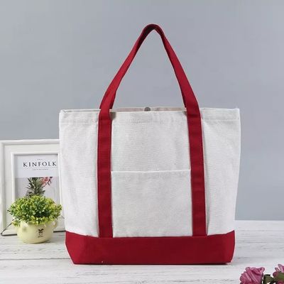 Bolso de compras de lona de algodón personalizado con cierre de cremallera