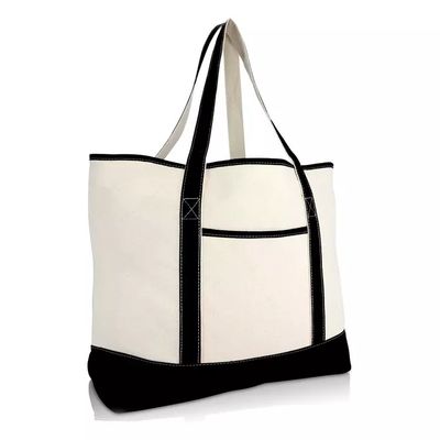 Logotipo personalizado Impreso Bolso de compras orgánico de bolsa grande con bolsillo Logotipo personalizado