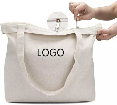 Logotipo personalizado Impreso Bolso de compras orgánico de bolsa grande con bolsillo Logotipo personalizado