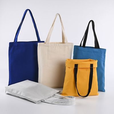 Bolso de compras de lona de algodón reutilizable de tamaño mediano personalizado y personalizado para compras