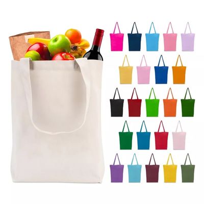 Bolso de compras de lona de algodón reutilizable de tamaño mediano personalizado y personalizado para compras