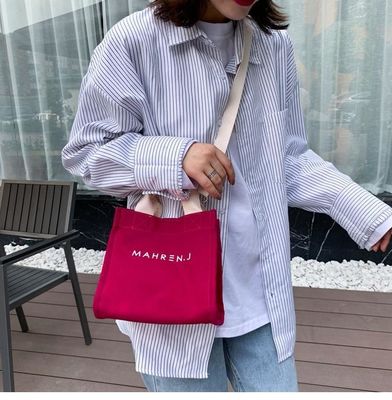 Color personalizado Mujer pequeña de lienzo de algodón Bolsa de compras con logotipo impreso a medida