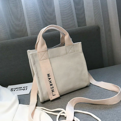 Color personalizado Mujer pequeña de lienzo de algodón Bolsa de compras con logotipo impreso a medida