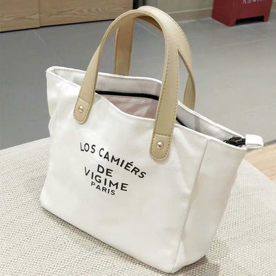Bolso de toque de lienzo de diseño personalizado con asas OEM / ODM aceptable con entrega rápida