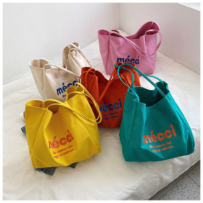 Vida escolar Diaria Eco Moda Bolso de mano reutilizable personalizado Bolsas de algodón para mujeres