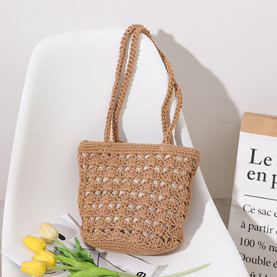 Simple Casual Summer Lady Straw Bolsa de balde hecha a mano para mujeres Bolsa de hombro de vacaciones en la playa