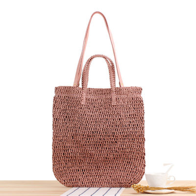 Género Bolso de hombro de verano para mujeres de paja hueca hecha a mano cuerda tejida