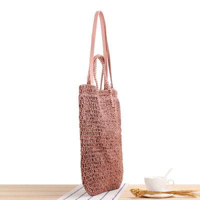 Género Bolso de hombro de verano para mujeres de paja hueca hecha a mano cuerda tejida