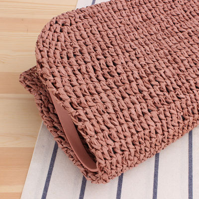 Género Bolso de hombro de verano para mujeres de paja hueca hecha a mano cuerda tejida