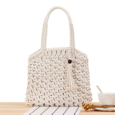 Bolso de hombro para mujeres de moda Tassel con toque tejido de paja y diseño de logotipo personalizado