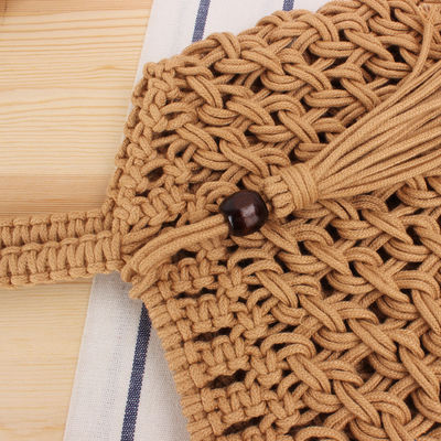 Bolso de hombro para mujeres de moda Tassel con toque tejido de paja y diseño de logotipo personalizado