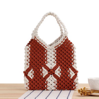 Bolso de playa de paja de verano de revestimiento de poliéster para mujeres Bolso de tejido de Bohemia de punto hecho a mano