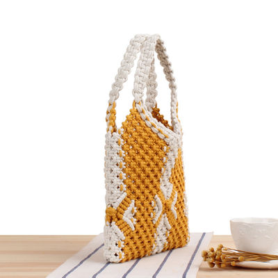 Bolso de playa de paja de verano de revestimiento de poliéster para mujeres Bolso de tejido de Bohemia de punto hecho a mano