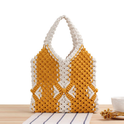 Bolso de playa de paja de verano de revestimiento de poliéster para mujeres Bolso de tejido de Bohemia de punto hecho a mano