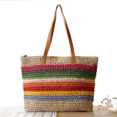 Material principal Paja 2022 Moda Mujeres de la playa de la playa bolsa de toque con color personalizado