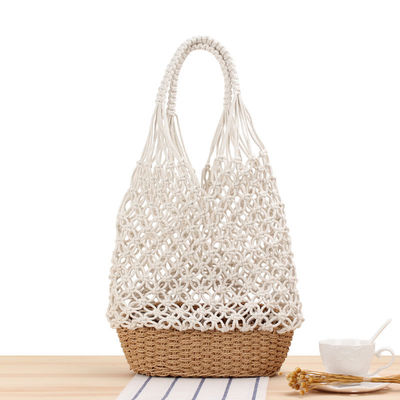 Lo más nuevo de moda de color personalizado de tejido hueco de tejido bolsas de playa de paja bolsa de toque
