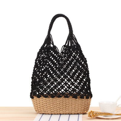 Lo más nuevo de moda de color personalizado de tejido hueco de tejido bolsas de playa de paja bolsa de toque