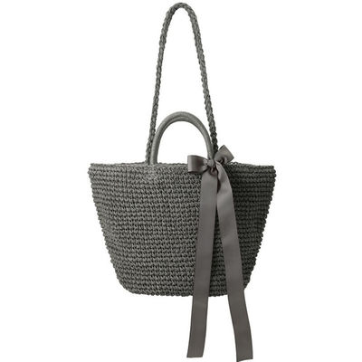 Bolso de paja tejido patrón de cubo para mujeres Bolso de playa Tote 2023 Ventas de temporada de playa