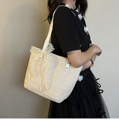 Bolso de mano de moda de mujeres de 2022 cierre de cremallera de gran capacidad bolso de toque de playa de paja