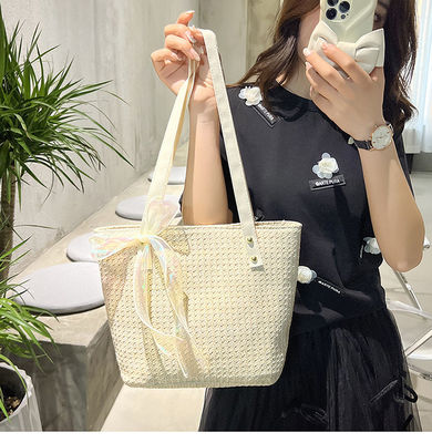 Bolso de mano de moda de mujeres de 2022 cierre de cremallera de gran capacidad bolso de toque de playa de paja