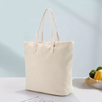 Bolsas de compras de playa blanca con mango de algodón y logotipo impreso a medida