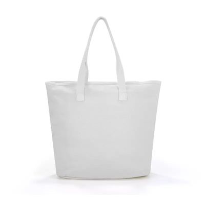 Bolsas de compras de playa blanca con mango de algodón y logotipo impreso a medida