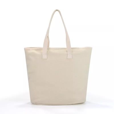 Bolsas de compras de playa blanca con mango de algodón y logotipo impreso a medida