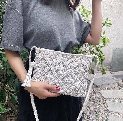 Otros patrones Tipo de algodón hecho a mano cuerda de paja de mujer bolsos de mano Vintage Tassels bolsos de playa