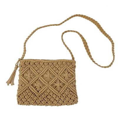 Otros patrones Tipo de algodón hecho a mano cuerda de paja de mujer bolsos de mano Vintage Tassels bolsos de playa