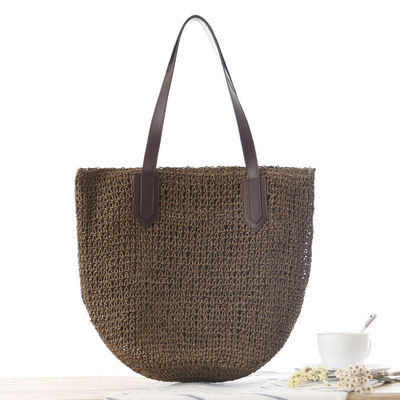 Mujeres bolsas de paja verano natural Raffia bolsas de paja de playa con dos asas más reciente llegada