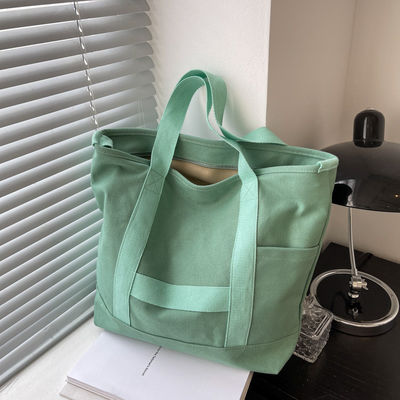 Logotipo personalizado Color Eco Cotton Canvas Tote Bolso de hombro para diseño de moda