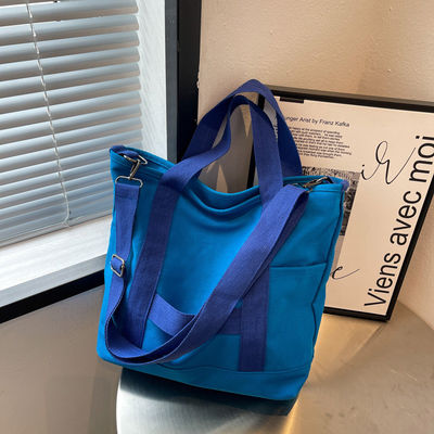 Logotipo personalizado Color Eco Cotton Canvas Tote Bolso de hombro para diseño de moda