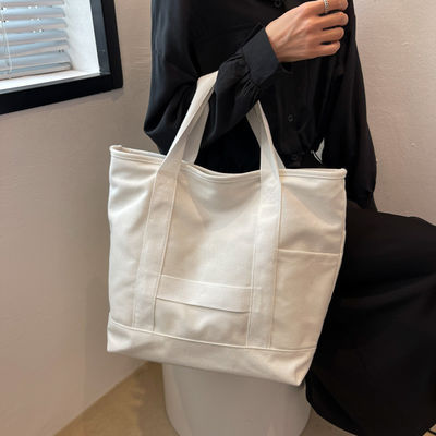 Logotipo personalizado Color Eco Cotton Canvas Tote Bolso de hombro para diseño de moda