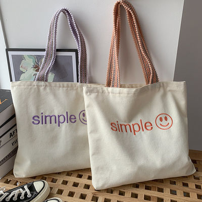 Bolsa de ropa ecológica de impresión reutilizable de algodón con patrón de letras