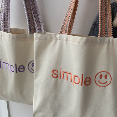 Bolsa de ropa ecológica de impresión reutilizable de algodón con patrón de letras