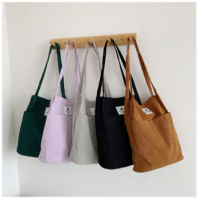 Bolsa de algodón de color sólido Bolsa de lienzo de corduroy