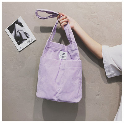 Bolsa de algodón de color sólido Bolsa de lienzo de corduroy