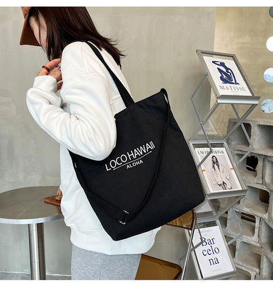 Las mujeres más modernas de lienzo bolso crossbody con mango de toque y patrón de letra