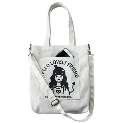 Bolso de hombro de vida escolar diaria para mujeres Eco-amigable Logotipo de toque de lona Logotipo personalizado