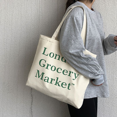 Bolsa de algodón de lona de gran capacidad para compras Logotipo personalizado aceptado