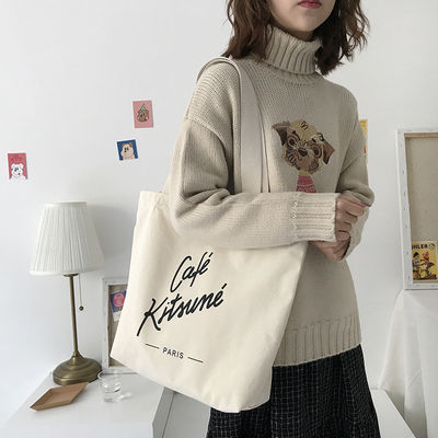 Logotipo personalizado Moda personalizada Bolsa de algodón de compras reciclable Bolsa de toque Bolsa de lienzo impresa