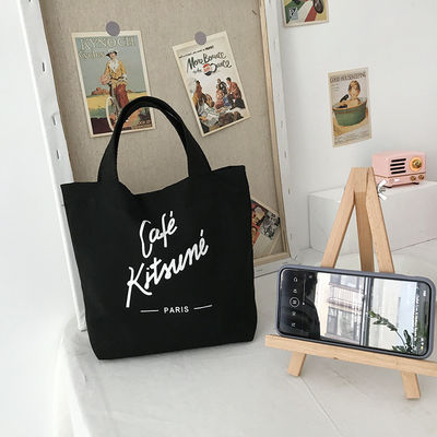 Logotipo personalizado Moda personalizada Bolsa de algodón de compras reciclable Bolsa de toque Bolsa de lienzo impresa
