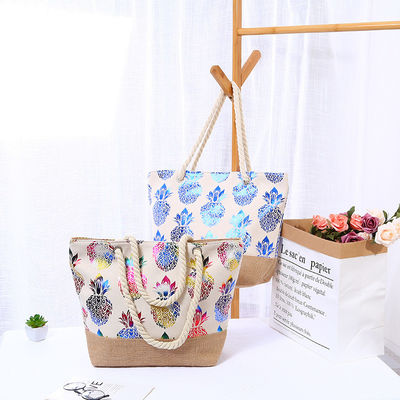 Bolso de playa Mujeres Mujeres Tote Casual Moda Impresión de flores Verano Gran capacidad