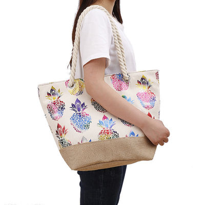 Bolso de playa Mujeres Mujeres Tote Casual Moda Impresión de flores Verano Gran capacidad